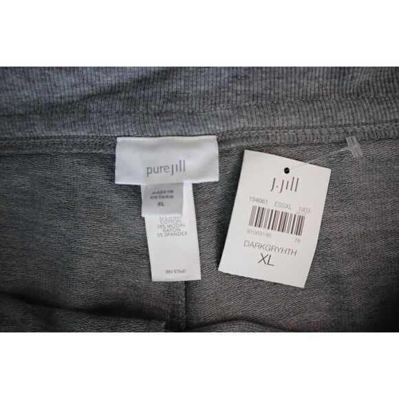 Pure Jill Women Sz XL Dark Gray Heather Fold Down Waist Cotton Modal Blend Pants - Picture 3 of 9